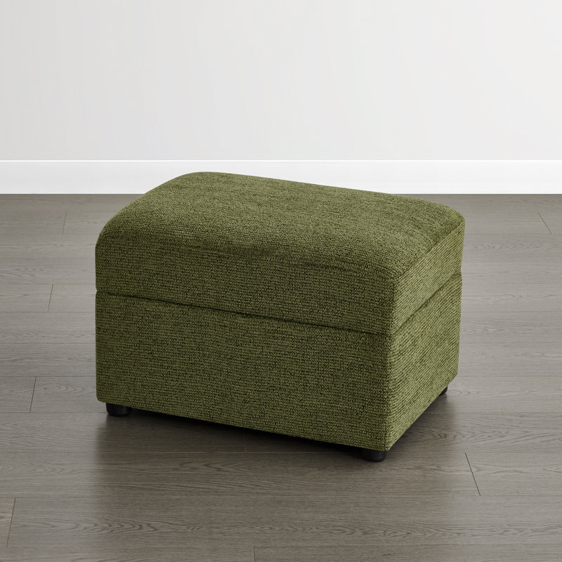 23.6” W  Upholstered Ottoman With Storage, Green
