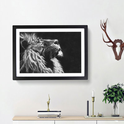 Majestic Lion Illustration - Picture Frame Graphic Art Print