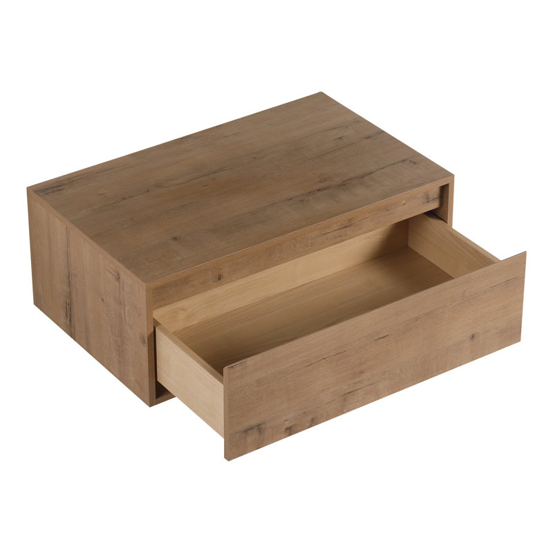 Wall-Mounted Vanity Cabinet with Mirror, Imitation Oak Finish Bathroom Storage Unit