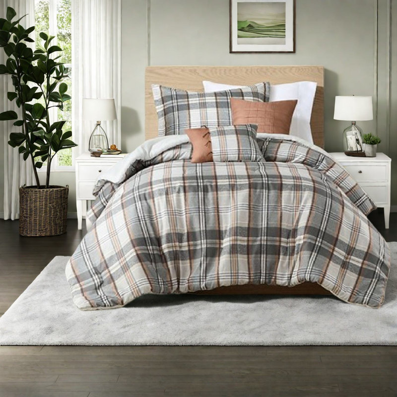 Ensembles de literie confortables en polyester, style écossais rétro pour la maison