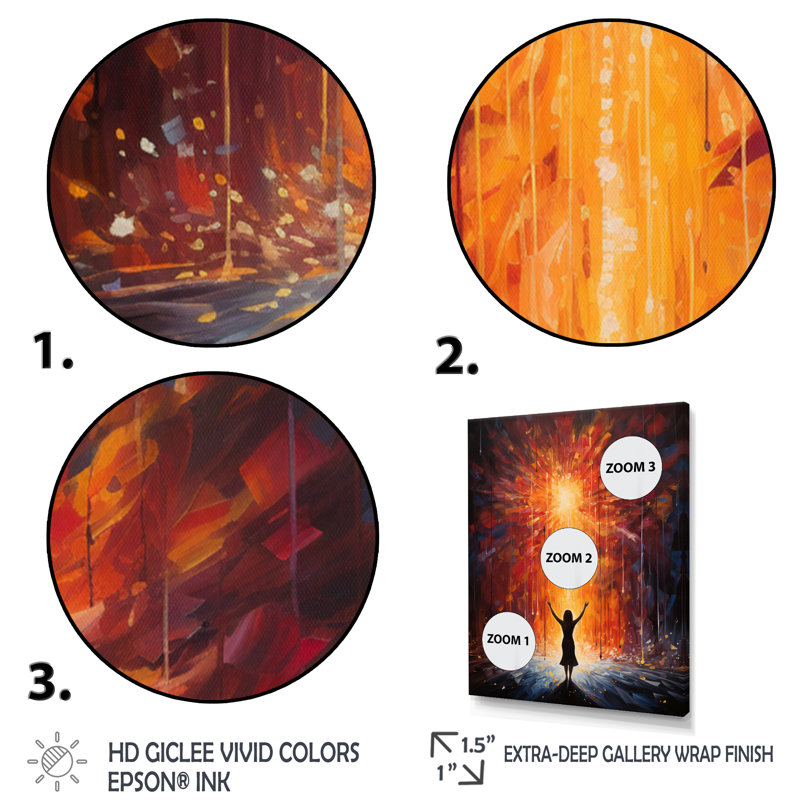 Orange, yoga noir en mouvement, Or, H 20 po x l 12 po x P 1 po
