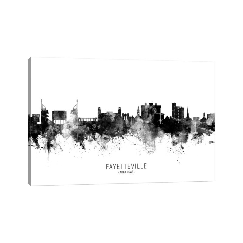 Fayetteville Arkansas Skyline Name Bw by Michael Tompsett - Wrapped Canvas Gallery-Wrapped Canvas Giclée