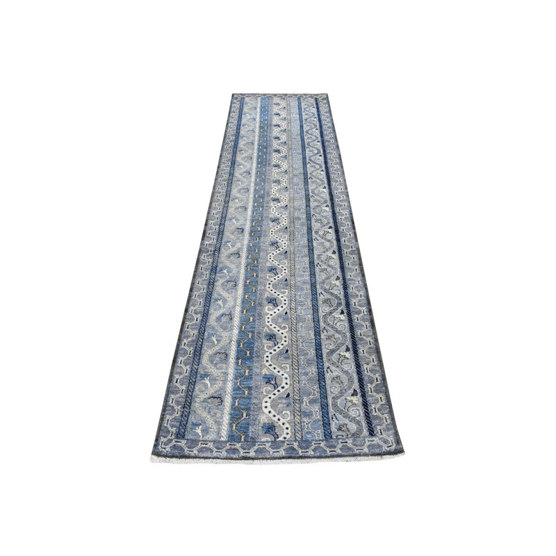 Tapis de couloir gris en laine noué à la main 2 pi 6 po x 9 pi 7 po Super Kazak A24260901E184FCBA595D88E39AADE78