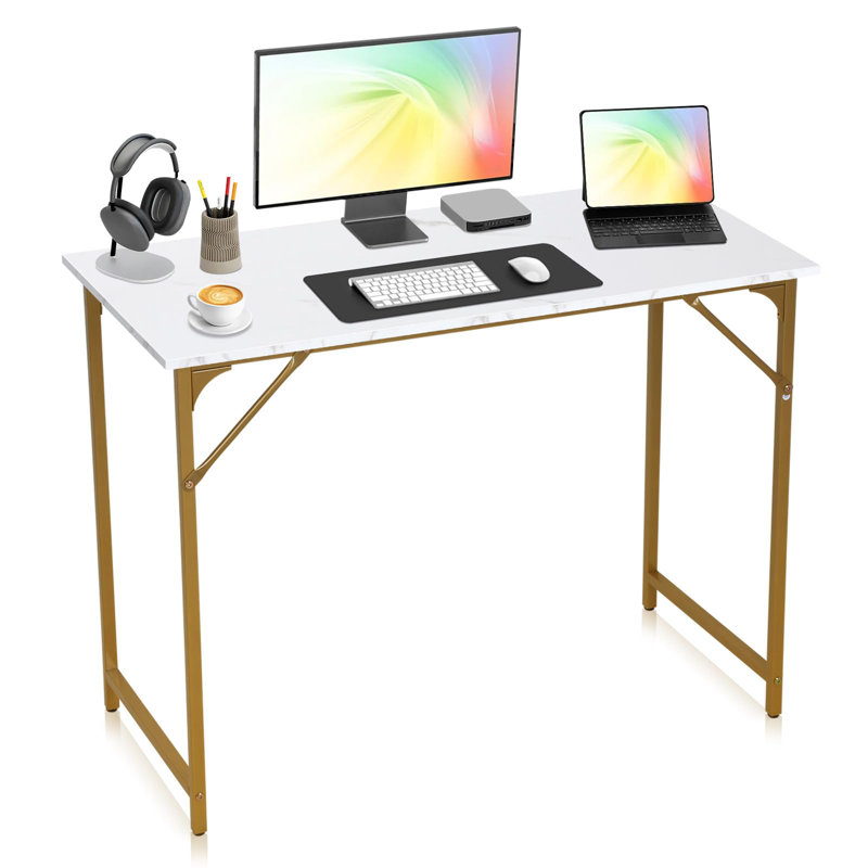 Computer Desk, Gold, 29.7" H x 39.8" W x 19.7" D