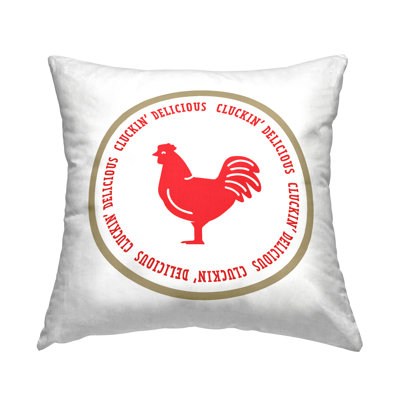 Cluckin' Delicious BBQ Phrase Printed Throw Pillow By Emily Dumas