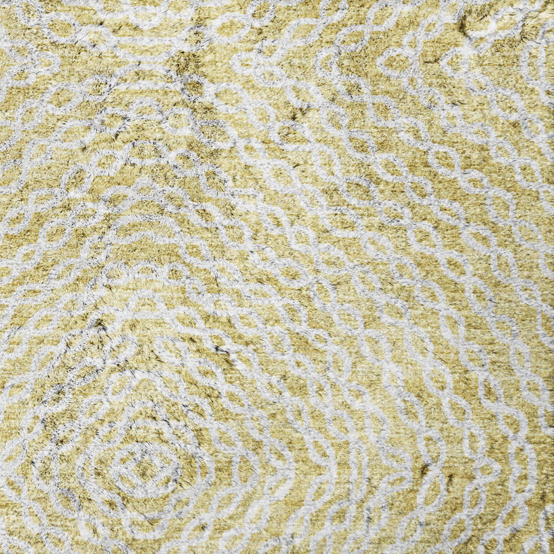 Premium Machine Washable Dream Shag ADS74 Chain Links Rug, Gilded, 2'6" x 3'10"