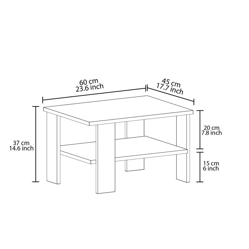 Modern Grey Coffee Table with Wall-Mount Option, 23.6 x 14.6 x 14.6 inches | 100% Melamine Coated Particle Board, Thickness: 0.7 inches | Multiple Shelves for Storage, Stylish and Functional Design for Living Room