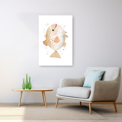 Whimsical Watercolor Fish Abstract Whimsical Contemporary Fish Ocean Wall Art Print by Mathieu - Wrapped Canvas Print