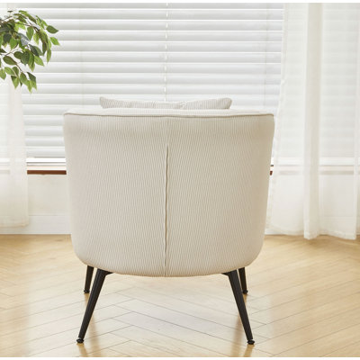 Chaise d'appoint en velours avec coussin, fauteuil rembourré moderne avec pieds en métal, fauteuil demi-tonneau confortable pour la chambre à coucher du salon