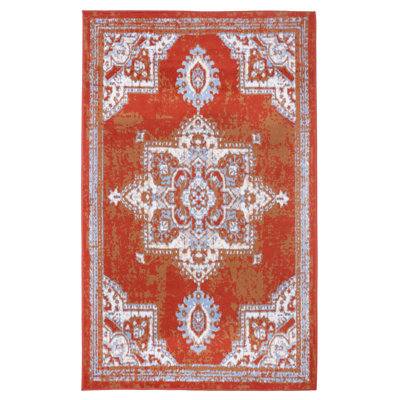 Tapis oriental rouge / bleu clair