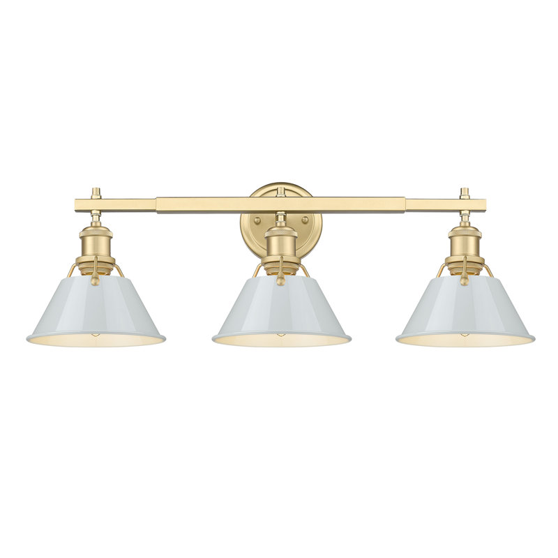 Felda 3-light fixture, Brushed Champagne Bronze, Dusky Blue