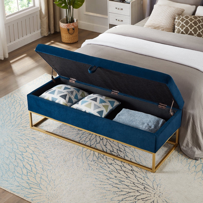 Base de lit en métal avec velours beige 58,6 po, Noir