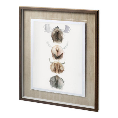 Horn & Tail Study II Hand Embelished Textured Framed Art Print Matted under Glass