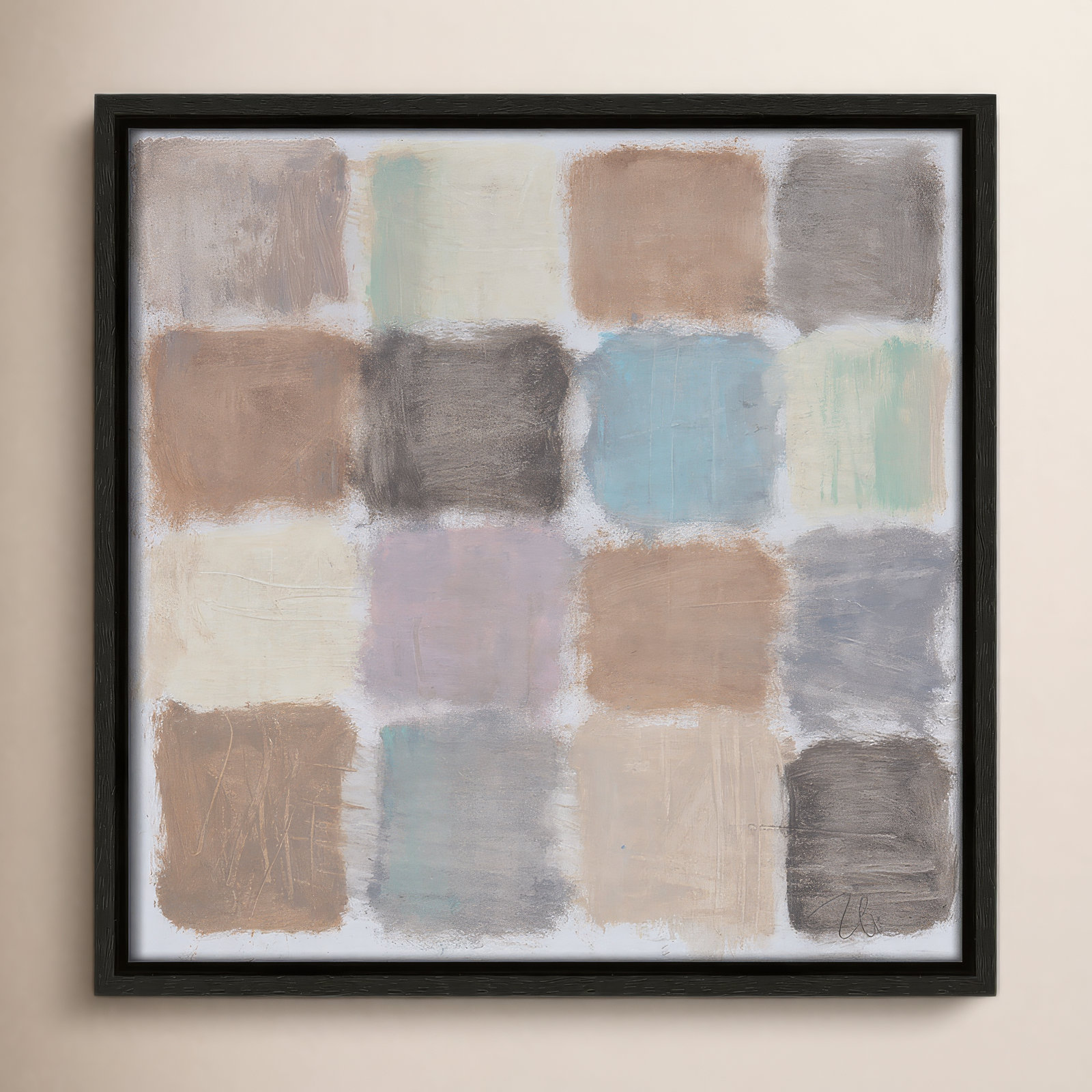 Veasey "Powder Room Reflections" Painting, Espresso, 13.5" H x 13.5" W x 2" D