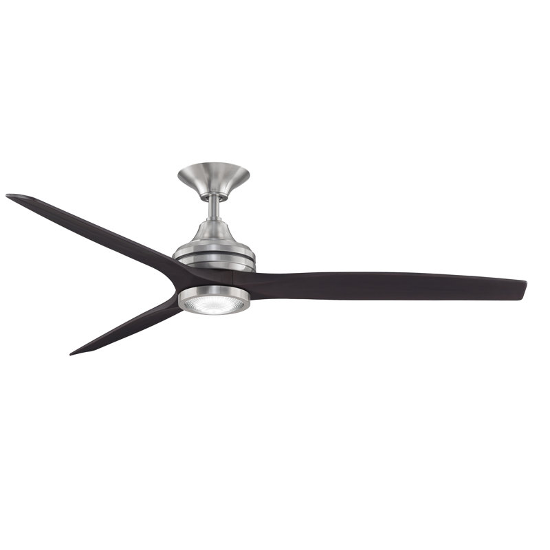 Ventilateur de plafond à hélice intérieur / extérieur Spitfire 60 po avec lumière DEL et télécommande, Nickel brossé