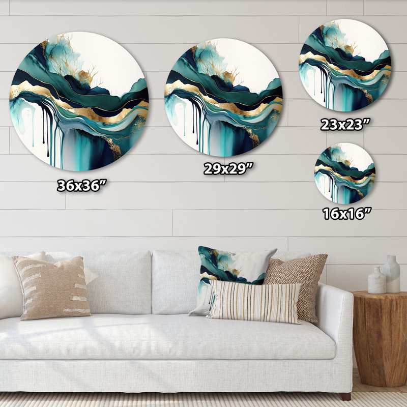 Austen - Abstract Round Metal Wall Home Decor, 16" H x 16" W