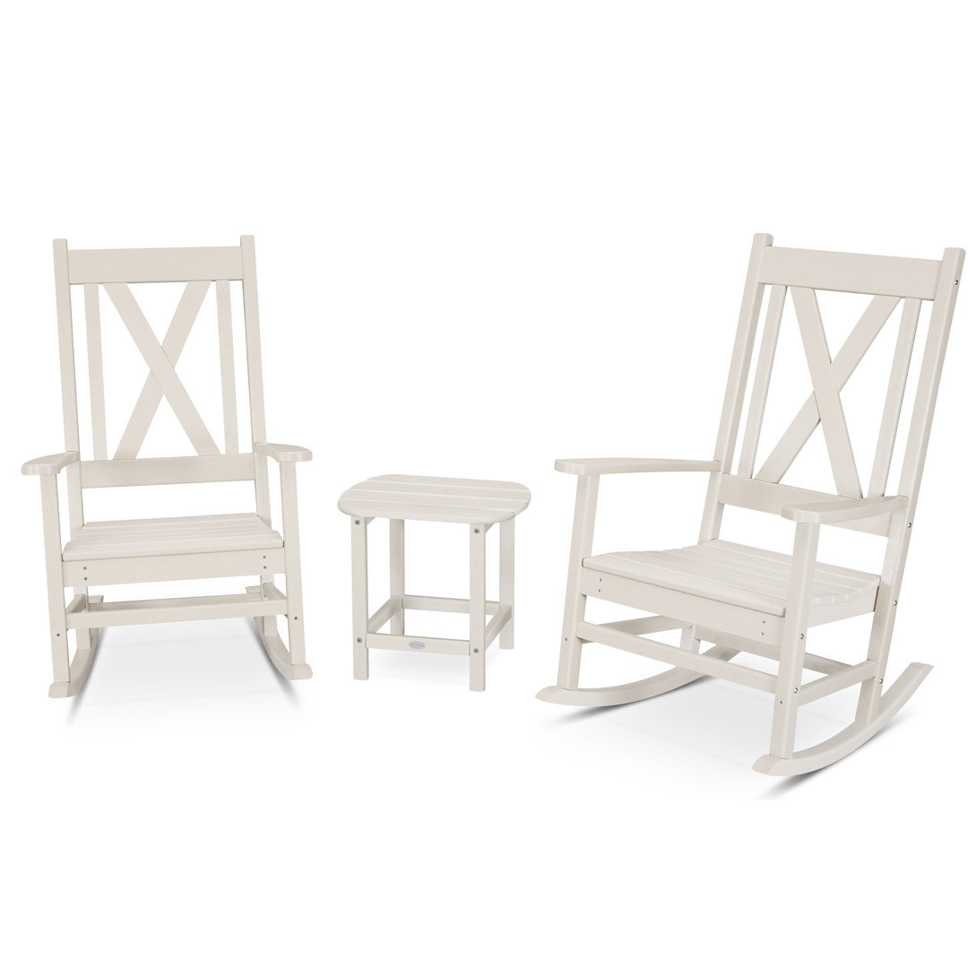 POLYWOOD Braxton 3-Piece Porch Rocking Chair Set POLYWOOD® Frame 