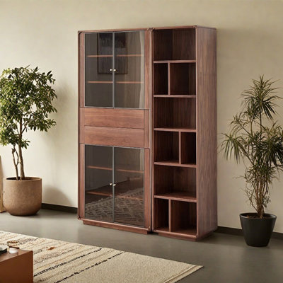 Bibliothèque luxueuse en bois massif de style européen
