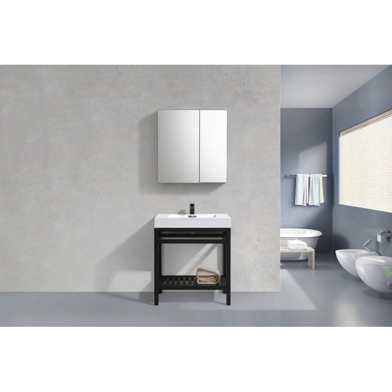 Halesowen 29.5'' Single Bathroom Vanity with Acrylic Top, Matte Black
