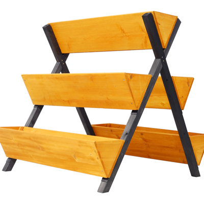 3 jardin surélevé en bois, brun - ensemble fonctionnel pour plantes de balcon, plantez vos rêves