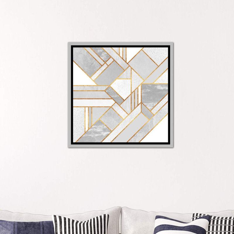 Gold City by Elisabeth Fredriksson - Print, Silver Framed Canvas, 18" H x 18" W x 1.5" D