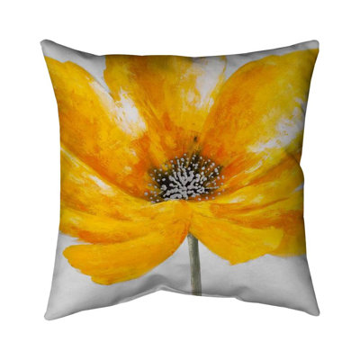 Big yellow flower - 18"x18" Throw pillow - Poly twill - Print on demand