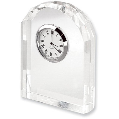 Modern & Contemporary Roman Numeral Crystal Electric Tabletop Clock in Clear/Chrome
