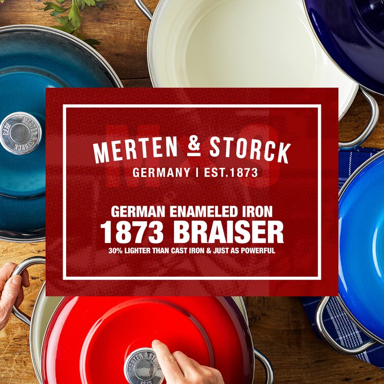Merten & Storck European Crafted Enameled Iron, Round 7QT Dutch Oven  Casserole with Lid, Galaxy Grey