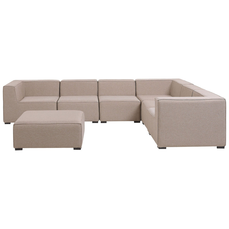 Haisleigh 7 Seater Modular Corner Sofa, Beige