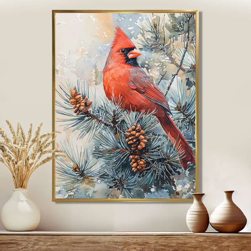 Ferrel - grand oiseau, art mural, H 32 po x l 24 po, Impression encadrée sans passe-partout, Doré