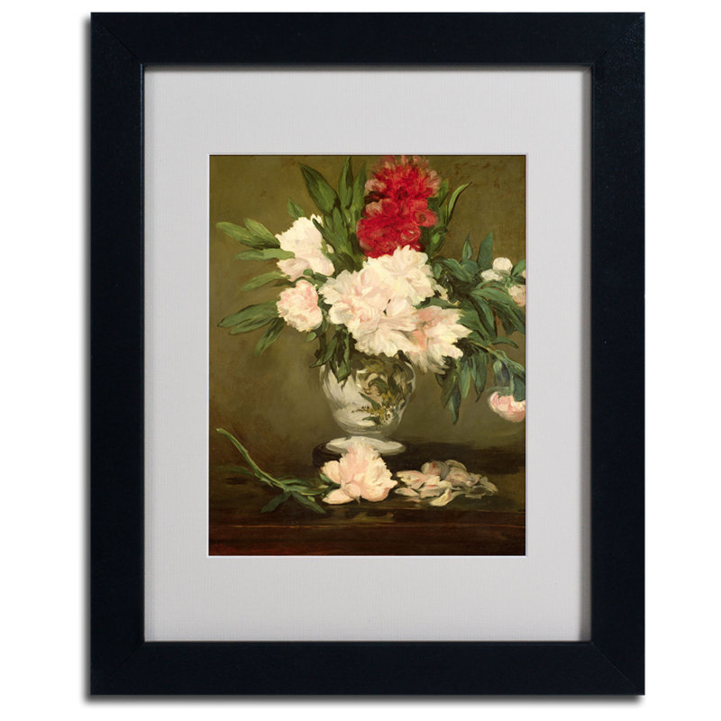 Vase de pivoines, 1864 par Edward Manet - reproduction de cadre photo, H 14 po x l 11 po x P 0,5 po, Noir