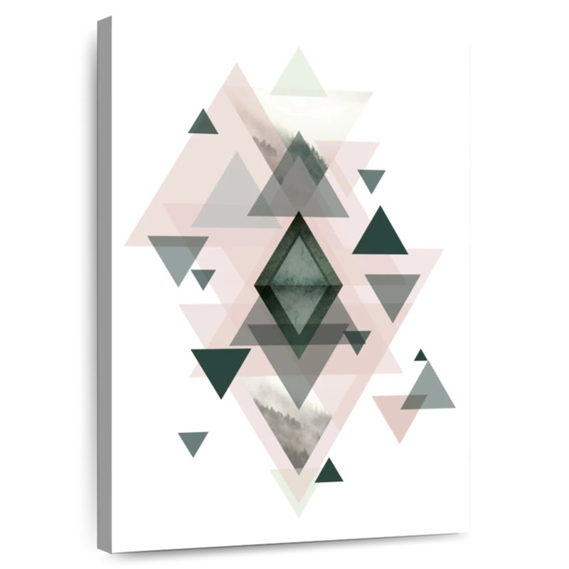 Avery Pink Green Geometric V, 48" H x 32" W