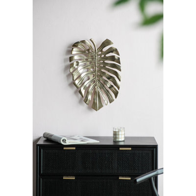 Magnifique décoration murale en feuille d'or 18,9 x 13,4 x 1,4 po