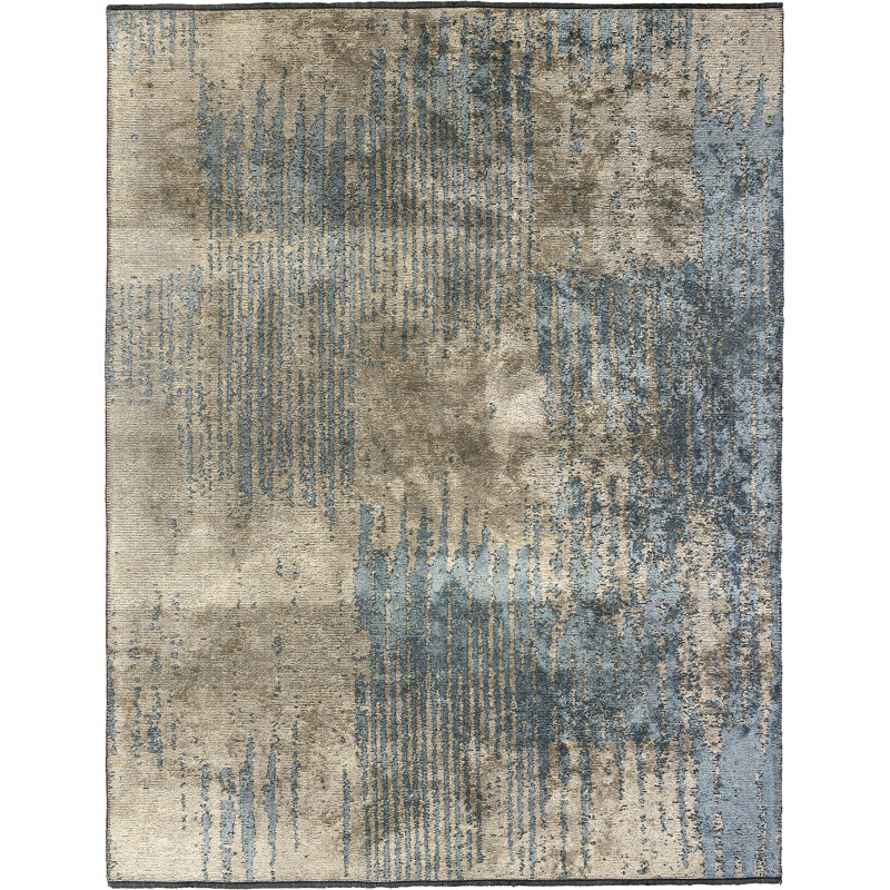Rapture Abstract Area Rug in Brown/Blue, Rectangle 7'10" x 11'2"