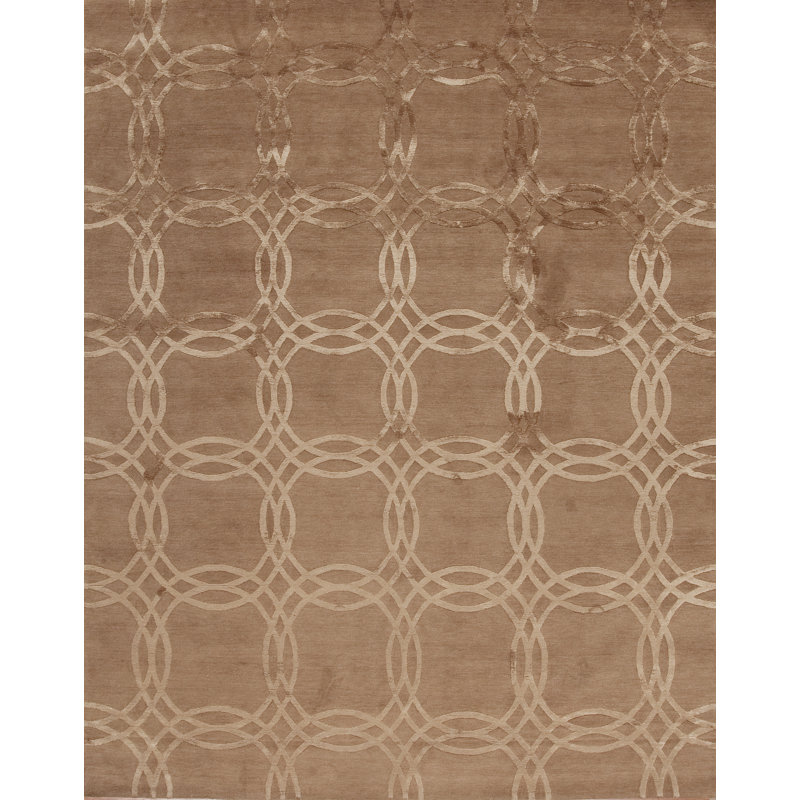 Modern Tibet Hand Knotted Area Rug in Brown, Rectangle 6' x 9'