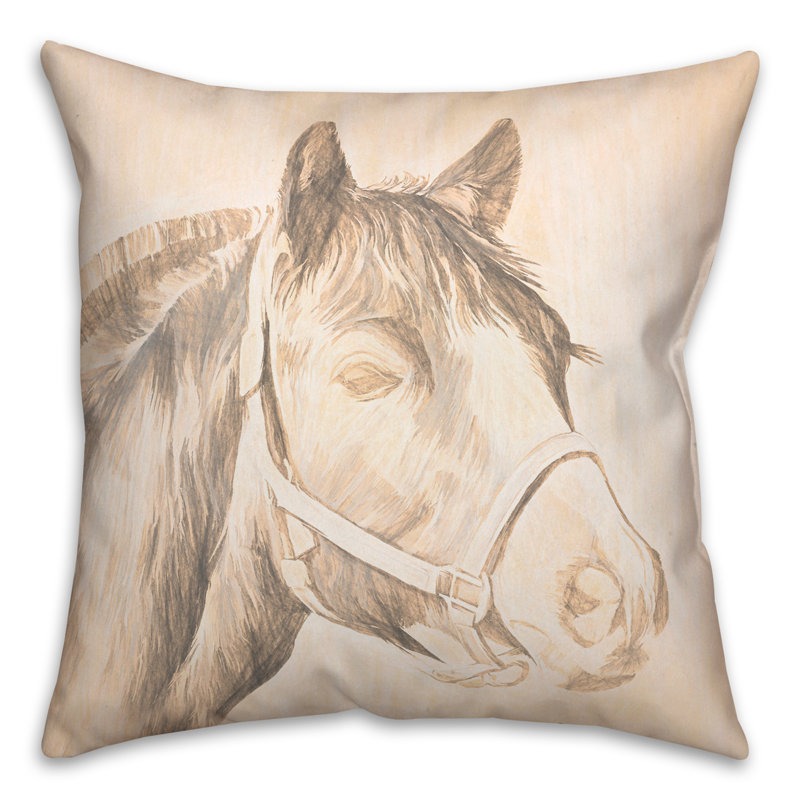  Housse et insert de coussin carré cheval, 16 po x 16 po