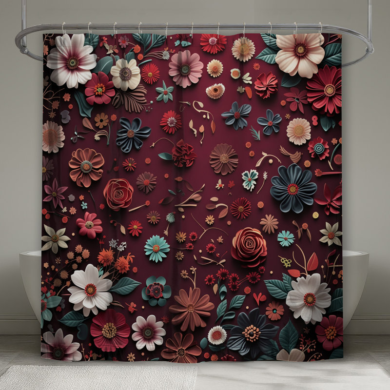 Rideau de douche floral - Bohème, L 70 po x H 72 po