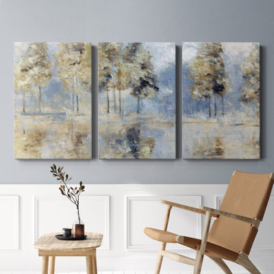 " Blue Golden Forest " 3 - Pieces