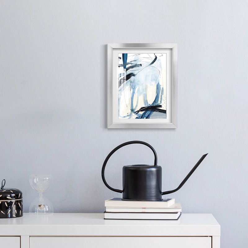 Indigo Swash II -Framed Print, 25.5" H x 17.5" W, Silver