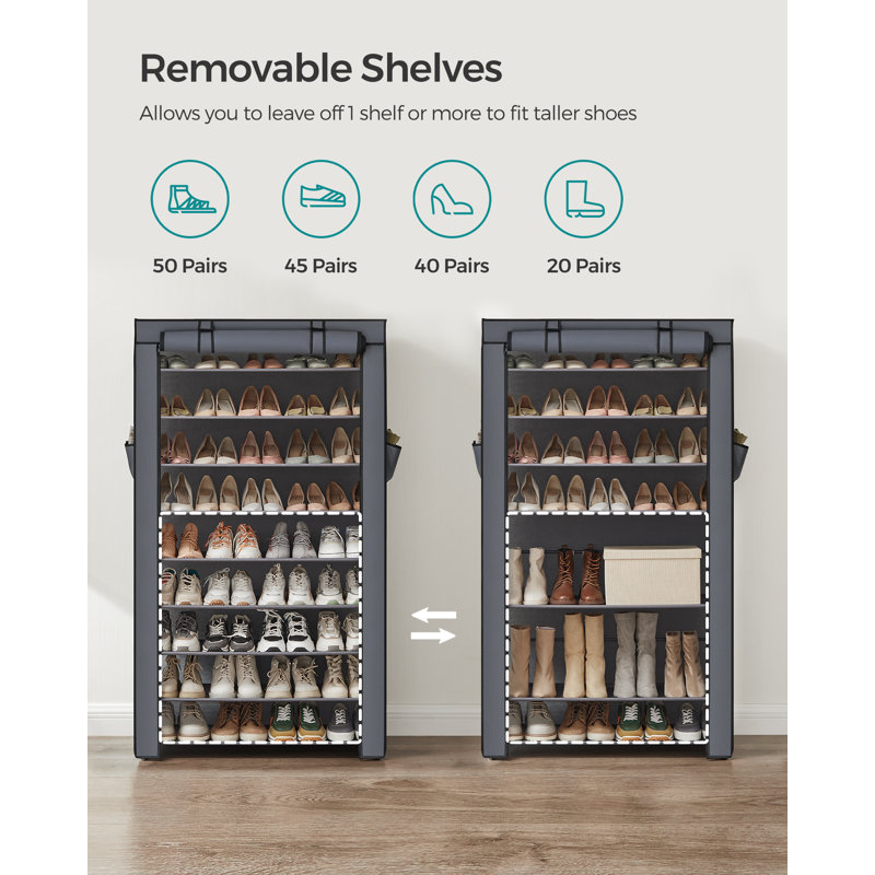 Shoe Storage, Gray, 63" H x 34.6" W x 11" D