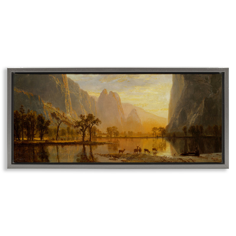 Peinture classique de Yosemite Valley, Cadre flottant gris lustré, H 14 po x l 31 po
