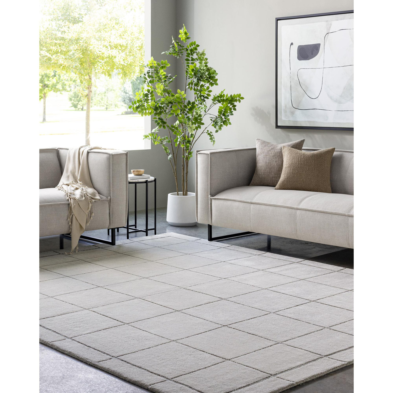 Mallory Hand-Tufted Sterling Grey Geometric Rug, Rectangle 5' x 8'