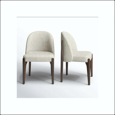 Modern Fabric Upholstered Wooden Dining Chair - Set of 2