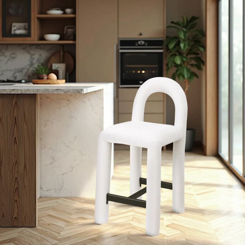 Amari Stool, Chenille Fabric, Cream