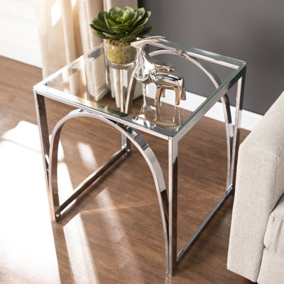 Table de bout carrée en verre Stevenly