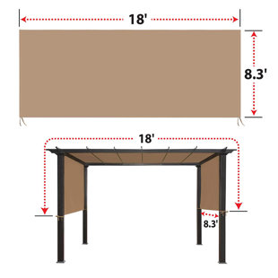 Auvent de remplacement universel pour structure de pergola 18 pi x 8,3 pi (Brun clair)