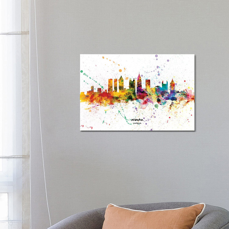 Atlanta Georgia Skyline Splash by Michael Tompsett - Wrapped Canvas Gallery-Wrapped Canvas Giclée, 66.04 cm H x 45.72 cm W