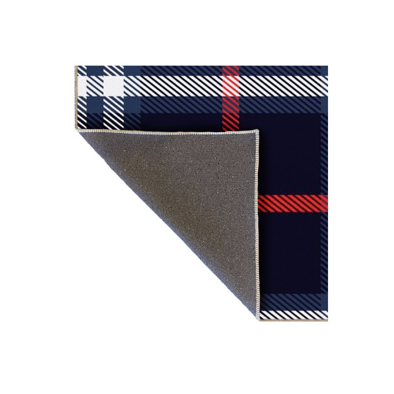 Tapis décoratif moderne à motif géométrique rayé bleu marine, Tapis de couloir 2 pi 6 po x 9 pi 10 po inclus