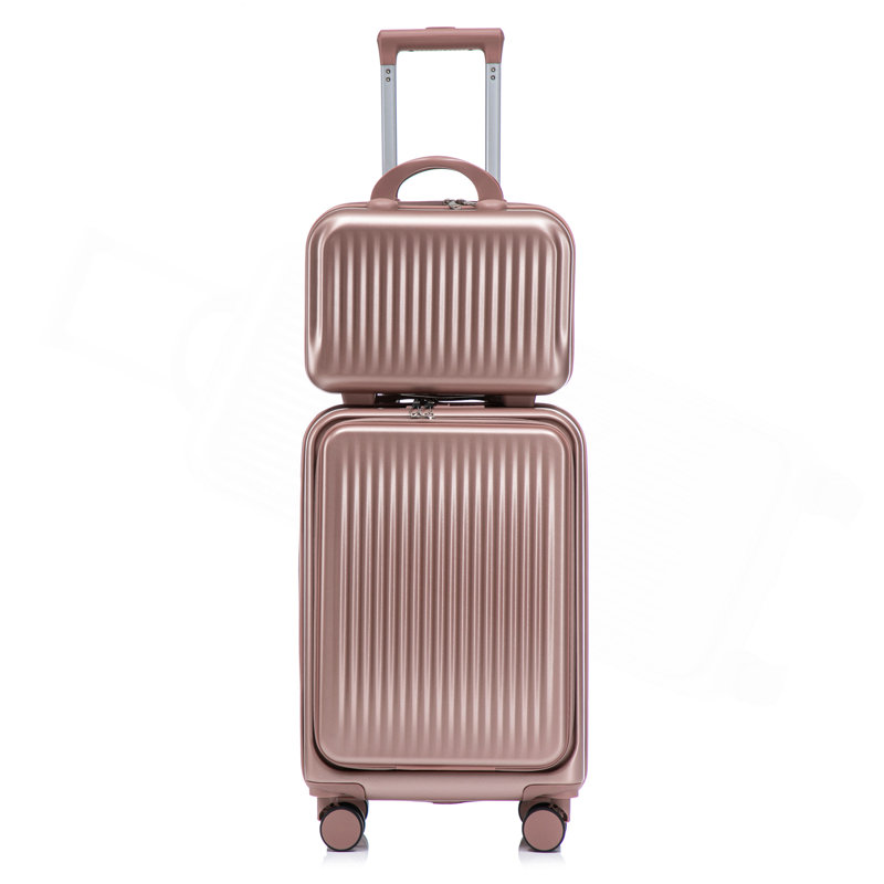 14 "/ 20" 2 pièces / ensemble dans un bagage à roulettes en ABS, avec serrure à combinaison et ouverture avant, étui à cosmétiques 14 "