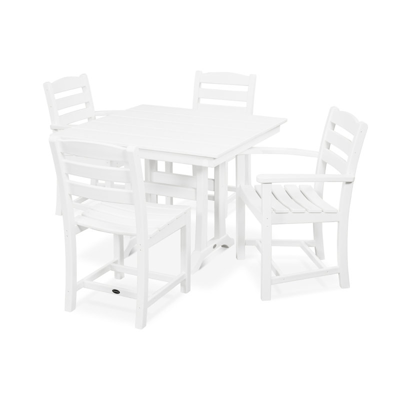 POLYWOOD La Casa Café 5-Piece Farmhouse Dining Set with Trestle Legs, White